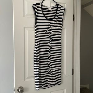 Nicole miller, navy and white striped dress